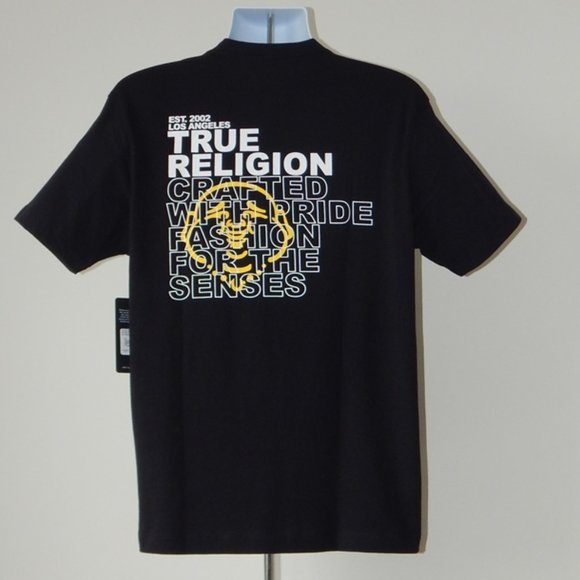 NWT MEN’S TRUE RELIGION Bright HS BUDDHA GRAPHIC  Crew Neck BLACK T SHIRT LARGE - Picture 3 of 5